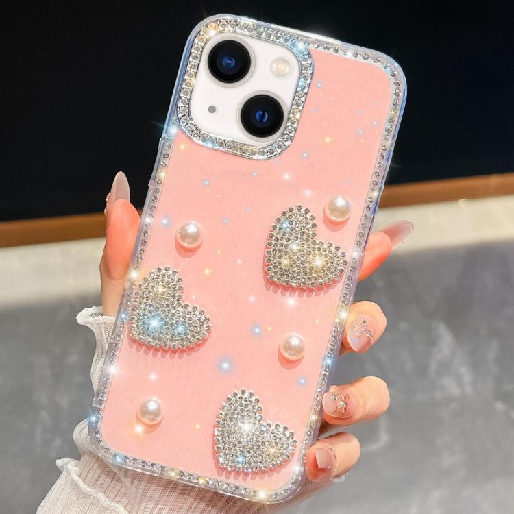 Diamond Glitter Pearl Heart Four-Corner Shockproof Phone Case