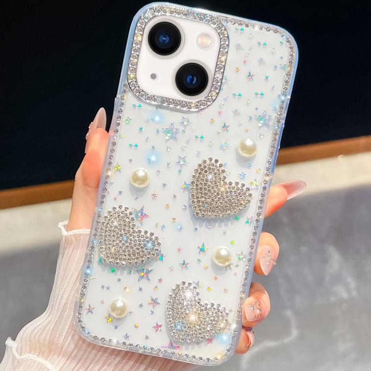 Diamond Glitter Pearl Heart Four-Corner Shockproof Phone Case