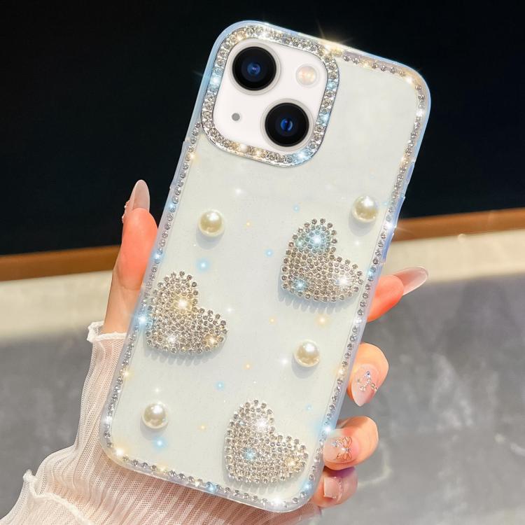 Diamond Glitter Pearl Heart Four-Corner Shockproof Phone Case