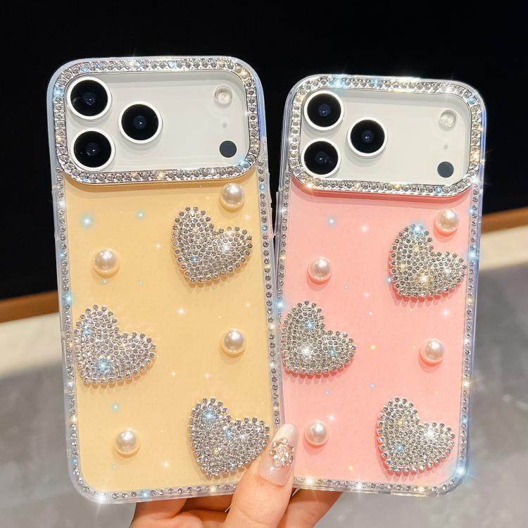 Diamond Glitter Pearl Heart Four-Corner Shockproof Phone Case
