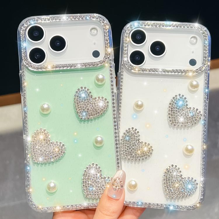 Diamond Glitter Pearl Heart Four-Corner Shockproof Phone Case
