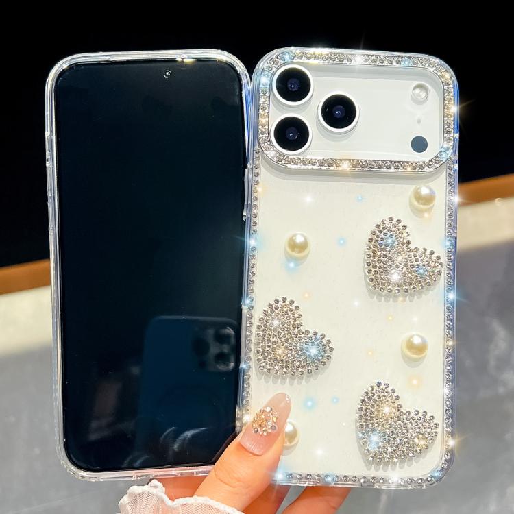Diamond Glitter Pearl Heart Four-Corner Shockproof Phone Case