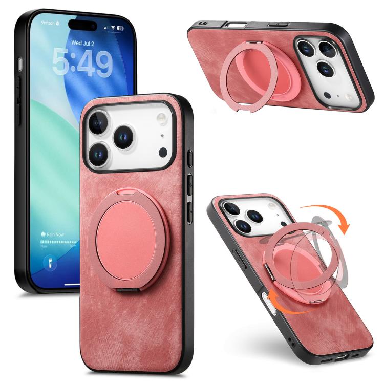 Retro Leather Rotation Round Holder Phone Case