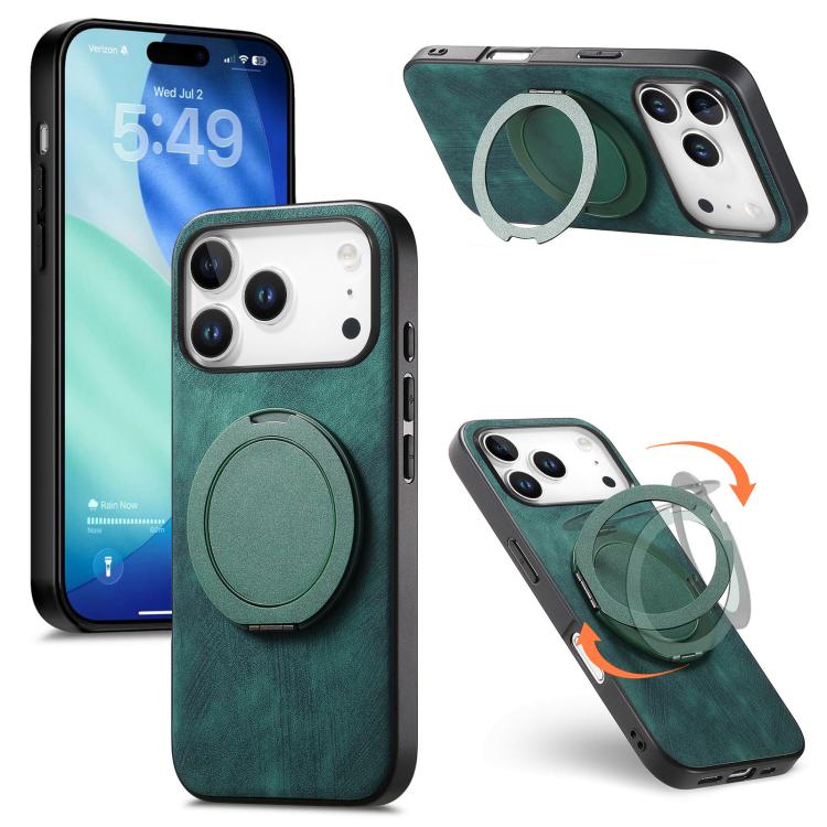 Retro Leather Rotation Round Holder Phone Case