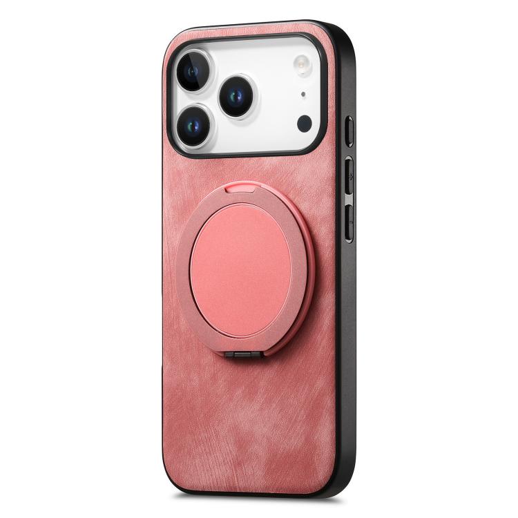 Retro Leather Rotation Round Holder Phone Case