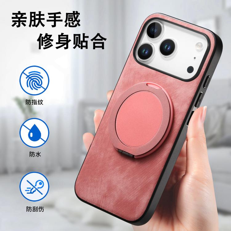 Retro Leather Rotation Round Holder Phone Case