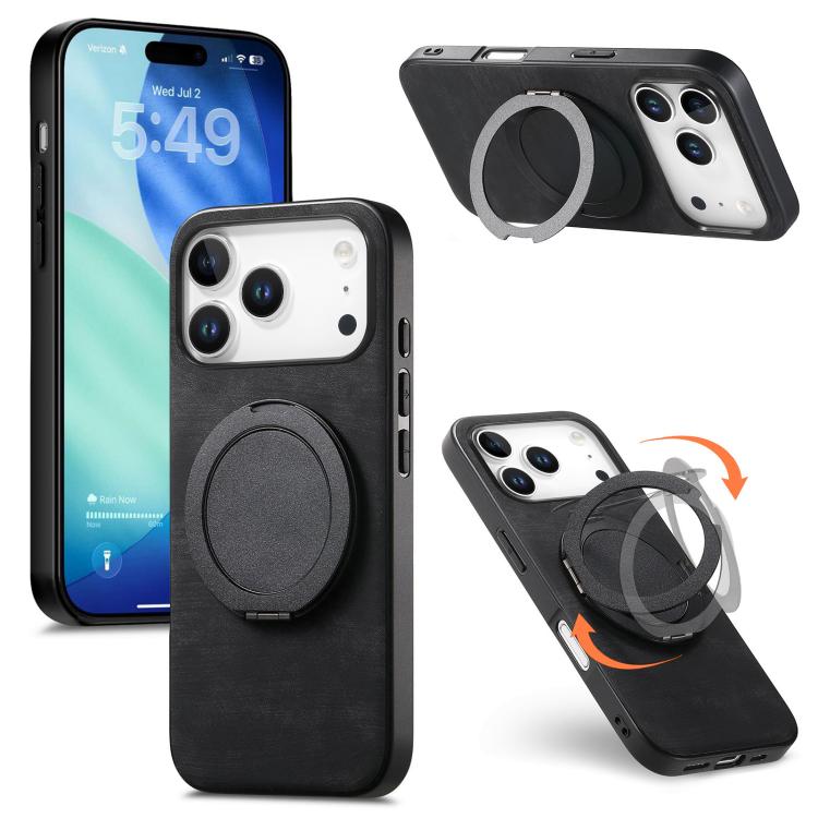 Retro Leather Rotation Round Holder Phone Case