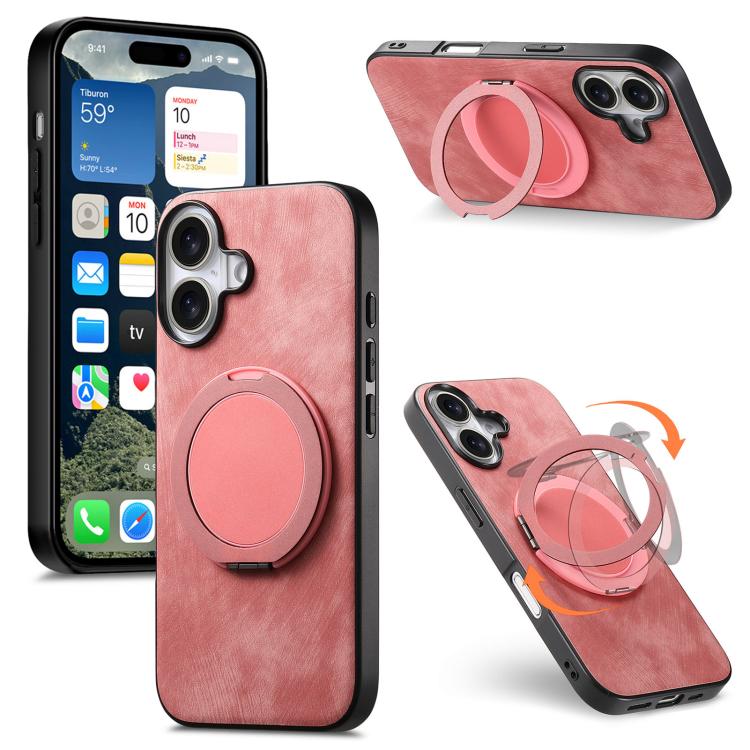Retro Leather Rotation Round Holder Phone Case