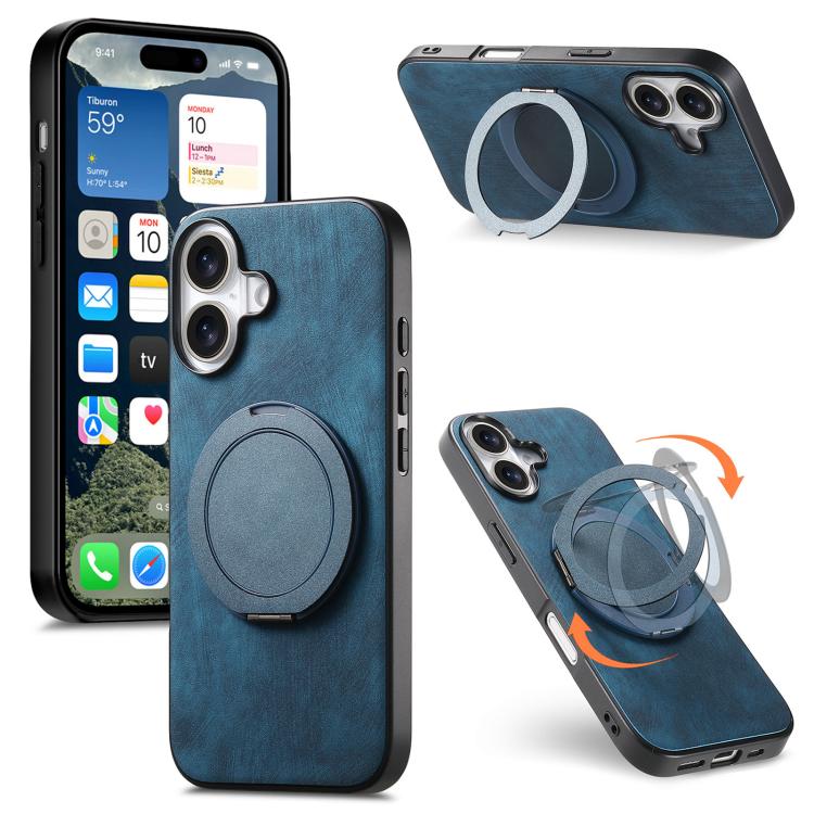 Retro Leather Rotation Round Holder Phone Case