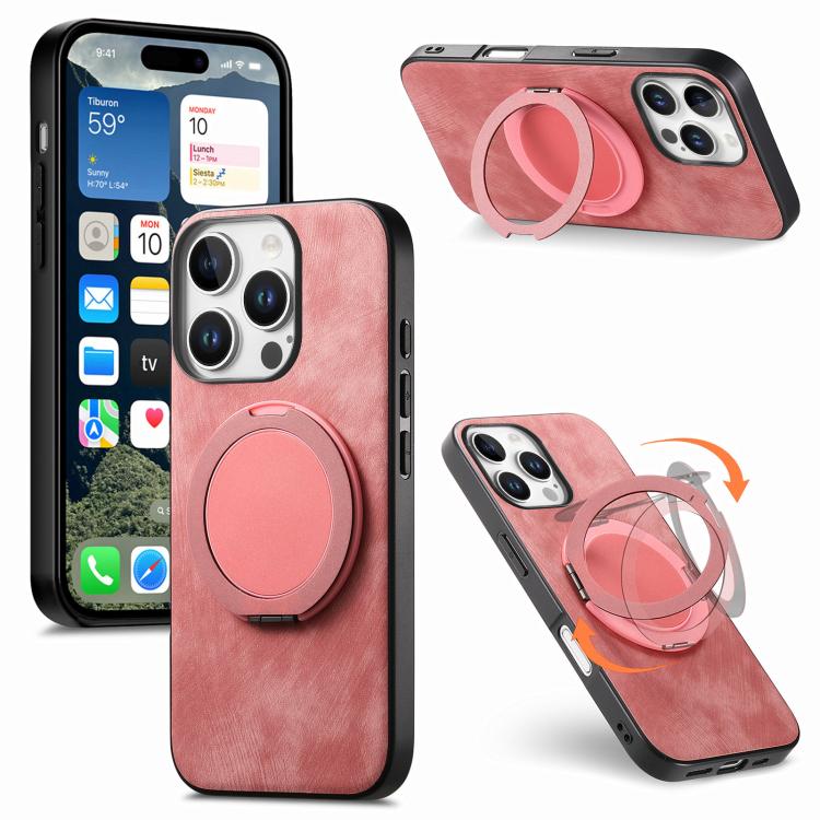 Retro Leather Rotation Round Holder Phone Case