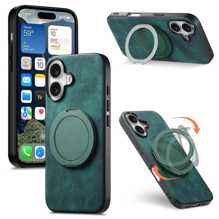 Retro Leather Rotation Round Holder Phone Case