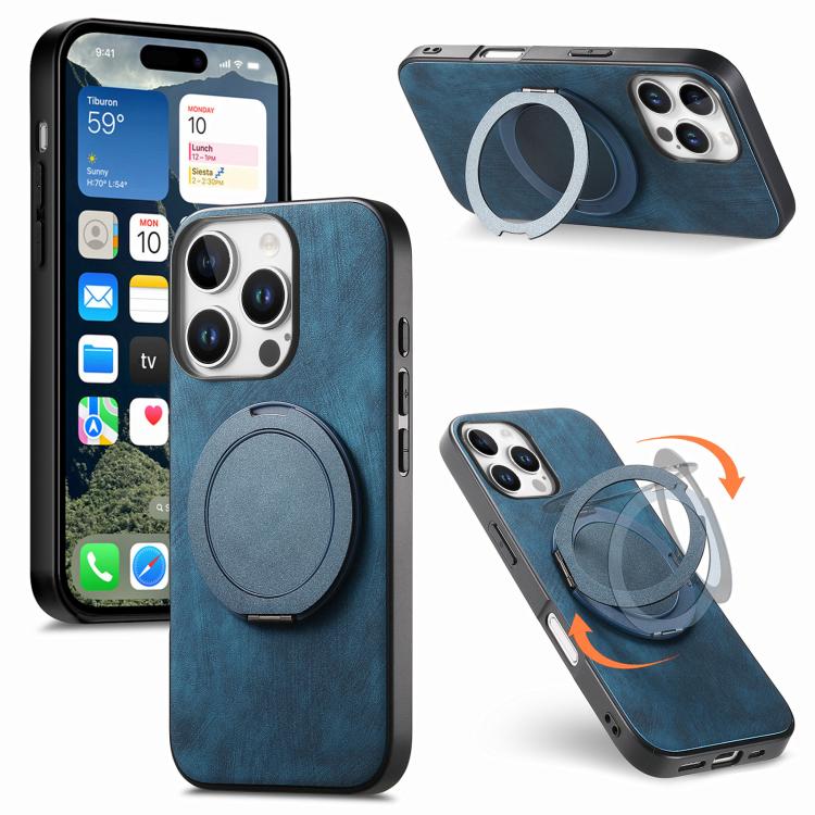 Retro Leather Rotation Round Holder Phone Case