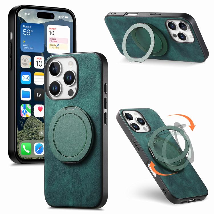 Retro Leather Rotation Round Holder Phone Case