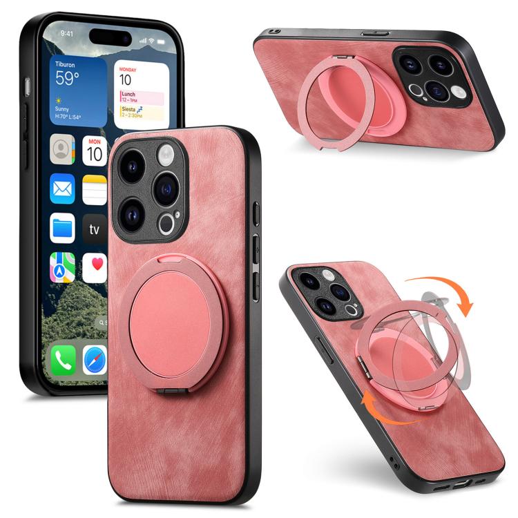 Retro Leather Rotation Round Holder Phone Case