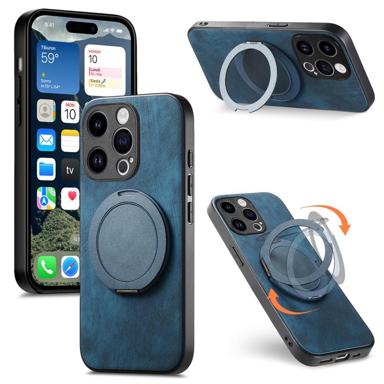 Retro Leather Rotation Round Holder Phone Case