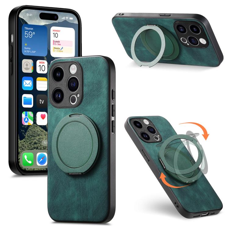 Retro Leather Rotation Round Holder Phone Case