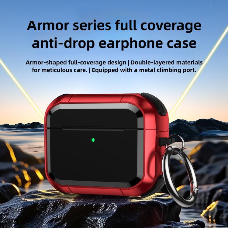 Full-Coverage Shockproof TPU Hybrid PC Earphone Cover with Carabiner