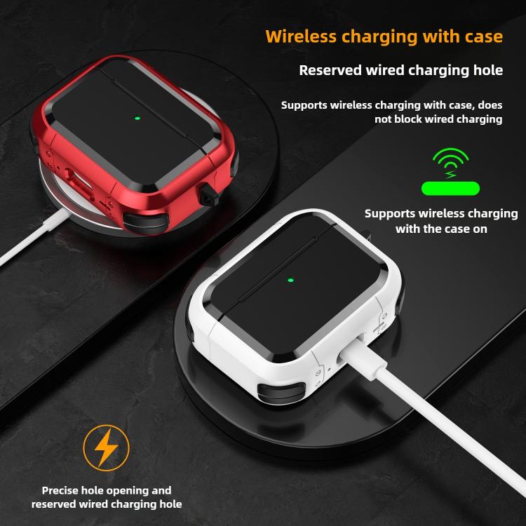Full-Coverage Shockproof TPU Hybrid PC Earphone Cover with Carabiner