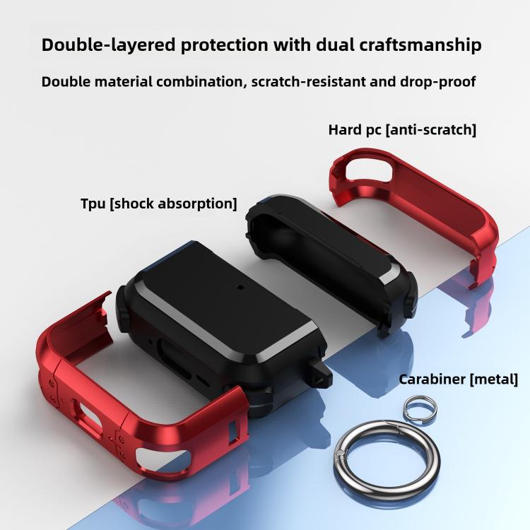 Full-Coverage Shockproof TPU Hybrid PC Earphone Cover with Carabiner