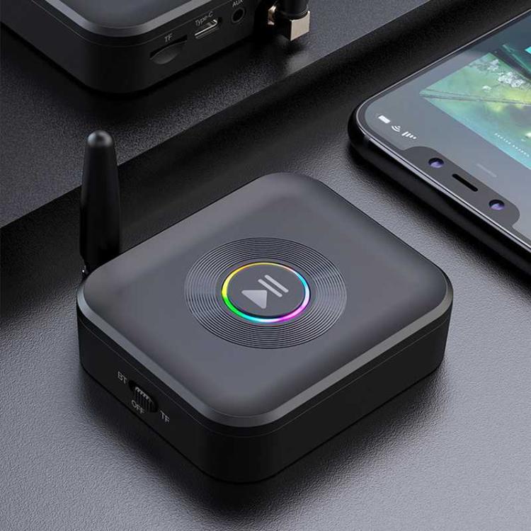 GR01 Bluetooth Receiver with Antenna, TF Card Slot, 3.5mm AUX Bluetooth Adapter for Car Speaker, Amplifier, Hands-Free Audio