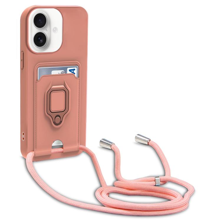 Sliding Camshield Magnetic Card Holder Silicone Phone Case with Lanyard