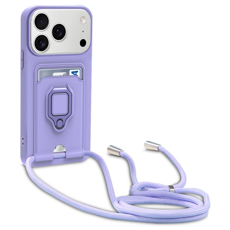 Sliding Camshield Magnetic Card Holder Silicone Phone Case with Lanyard