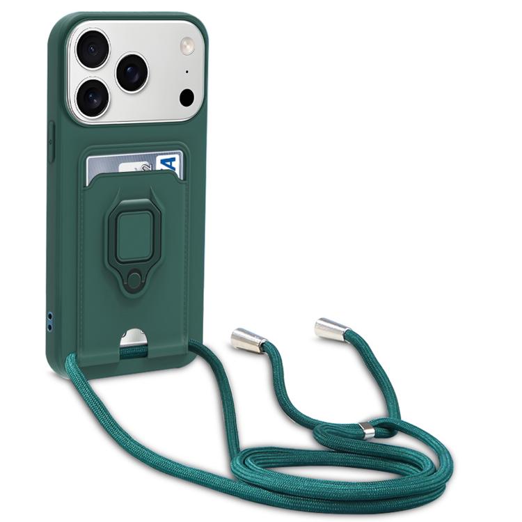 Sliding Camshield Magnetic Card Holder Silicone Phone Case with Lanyard