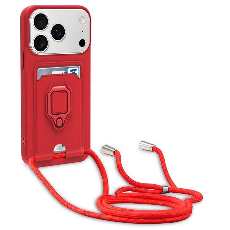 Sliding Camshield Magnetic Card Holder Silicone Phone Case with Lanyard