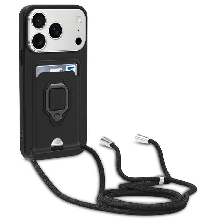 Sliding Camshield Magnetic Card Holder Silicone Phone Case with Lanyard