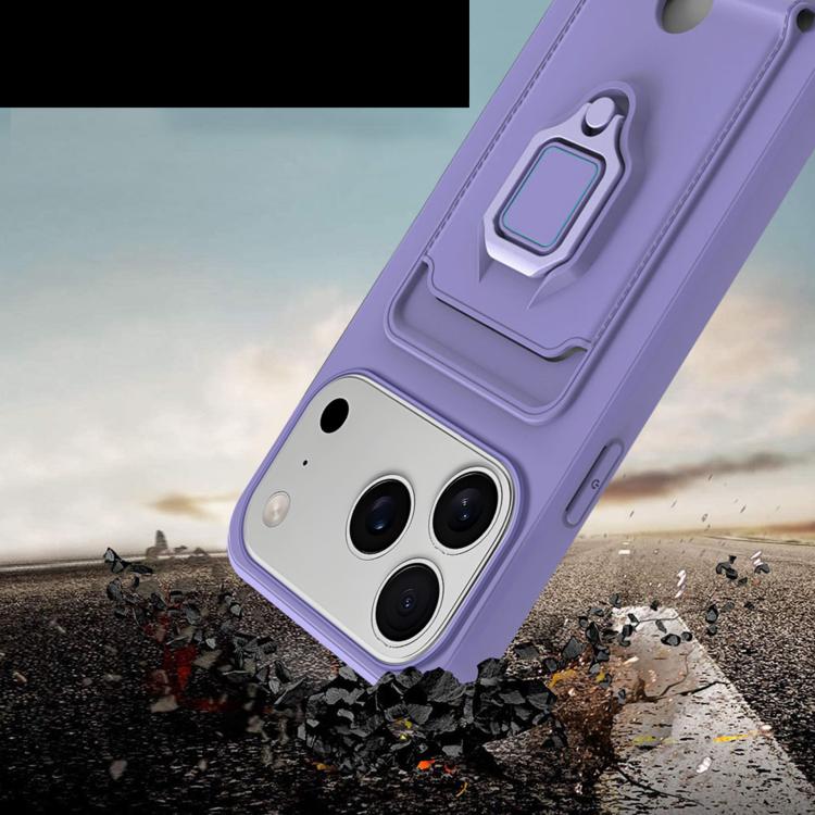 Sliding Camshield Magnetic Card Holder Silicone Phone Case with Lanyard