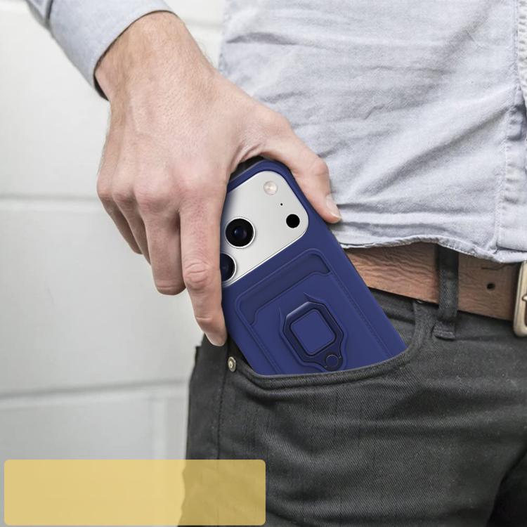 Sliding Camshield Magnetic Card Holder Silicone Phone Case with Lanyard