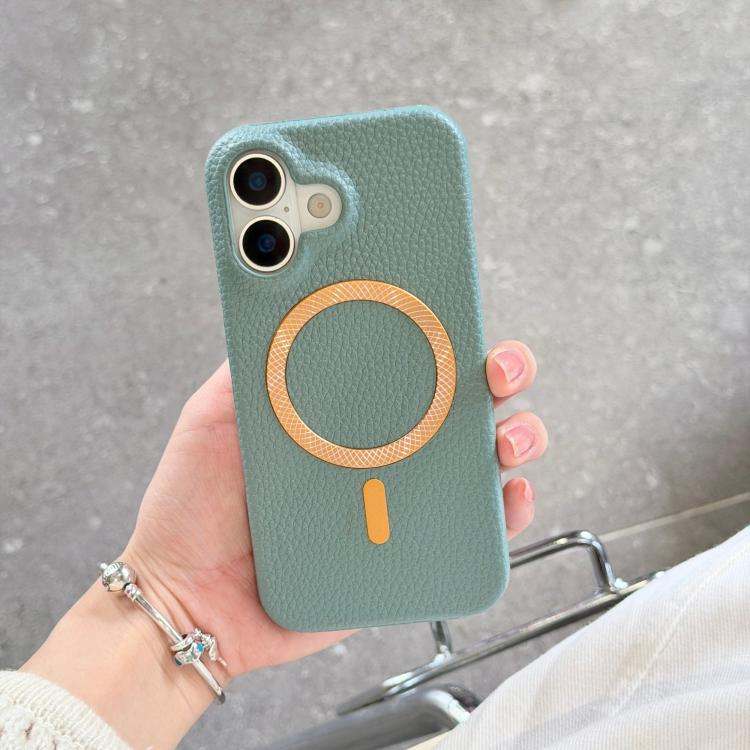 Litchi Texture Brushed MagSafe PU Back Cover Phone Case