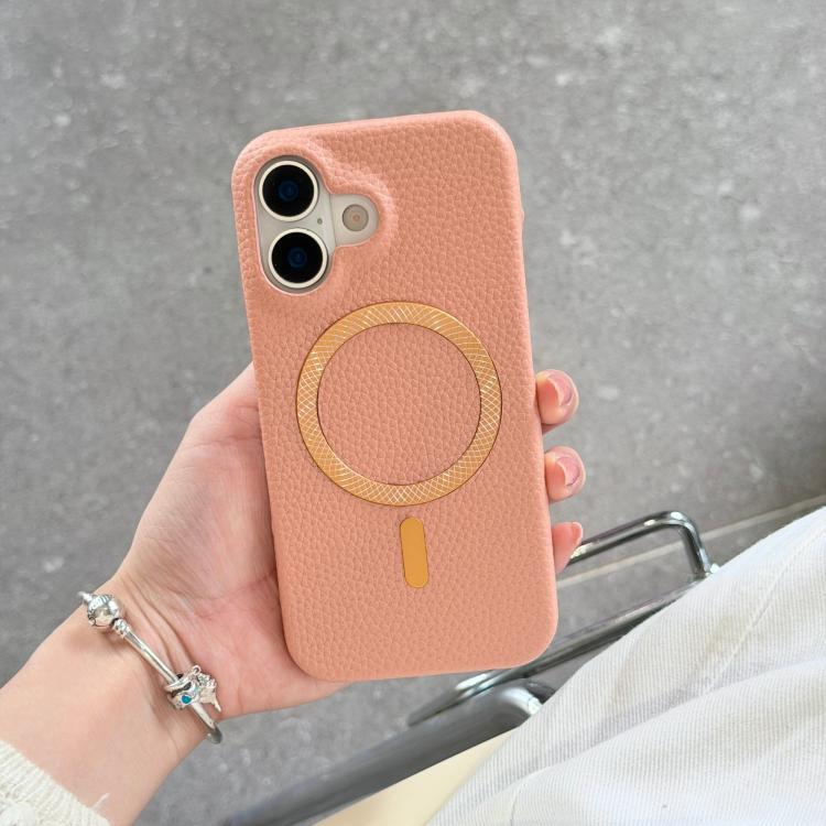 Litchi Texture Brushed MagSafe PU Back Cover Phone Case