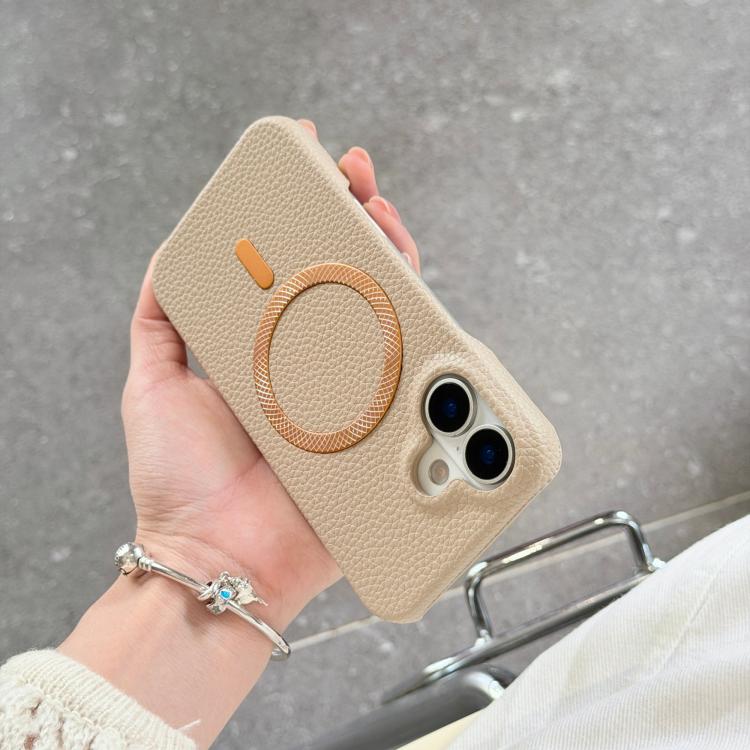 Litchi Texture Brushed MagSafe PU Back Cover Phone Case