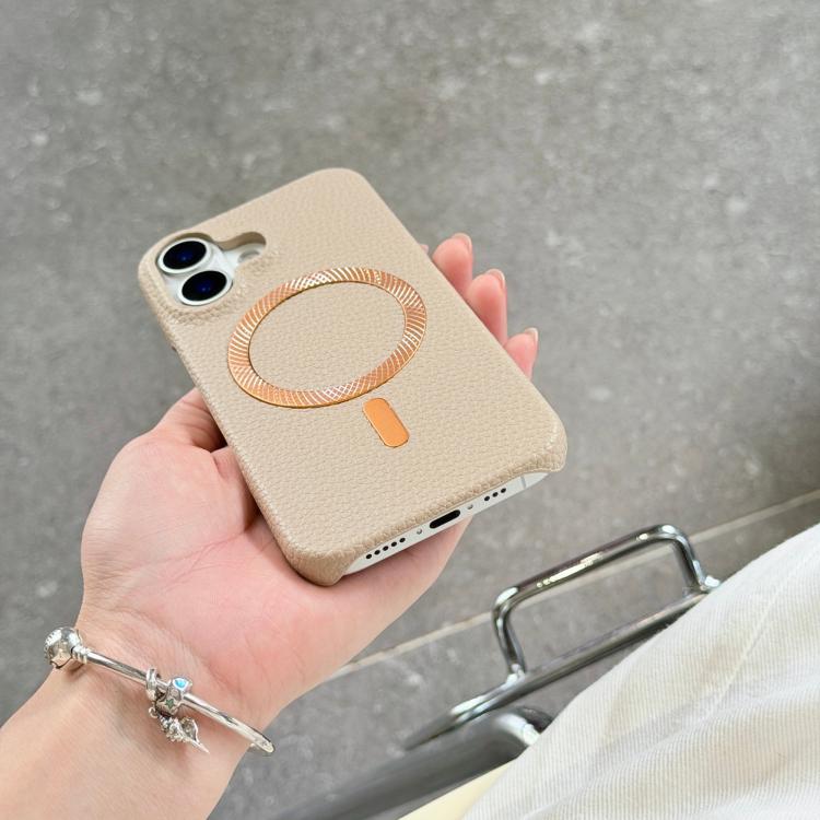 Litchi Texture Brushed MagSafe PU Back Cover Phone Case