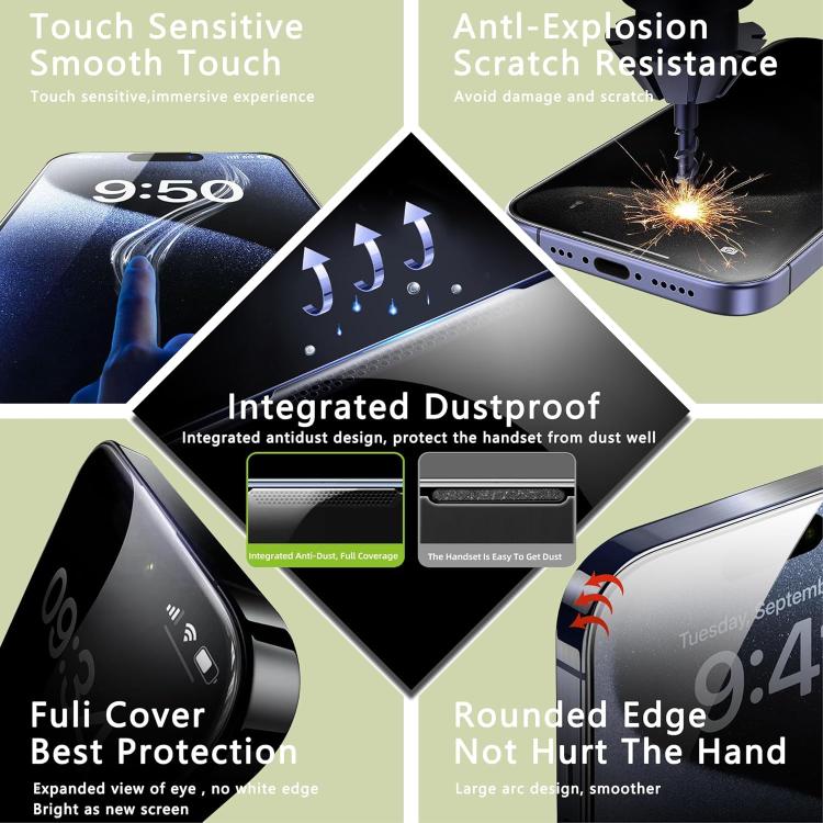 10pcs Armor 300C Ultra-Curved Anti-Static Anti-Dust Silk-Screened Privacy Tempered Glass Film