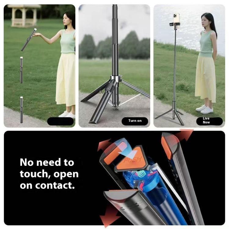 P27-D  RGB Beauty Light 1.9m Extendable Travel Portable Auto Pop-Up Selfie Stick Tripod
