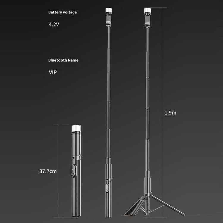 P27-D  RGB Beauty Light 1.9m Extendable Travel Portable Auto Pop-Up Selfie Stick Tripod