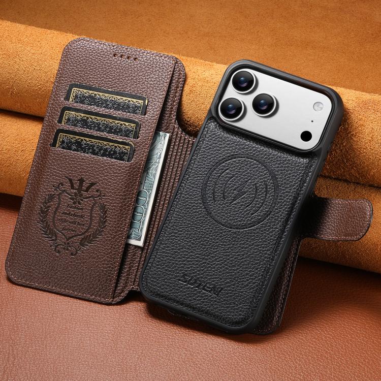 Suteni Q05 -in-1 Multi-function MagSafe Wallet Big Litchi Leather Phone Case