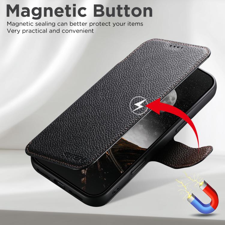 Suteni Q05 -in-1 Multi-function MagSafe Wallet Big Litchi Leather Phone Case