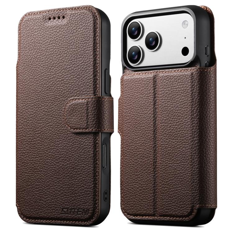 Suteni Q05 -in-1 Multi-function MagSafe Wallet Big Litchi Leather Phone Case