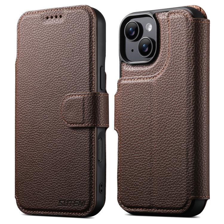Suteni Q05 -in-1 Multi-function MagSafe Wallet Big Litchi Leather Phone Case