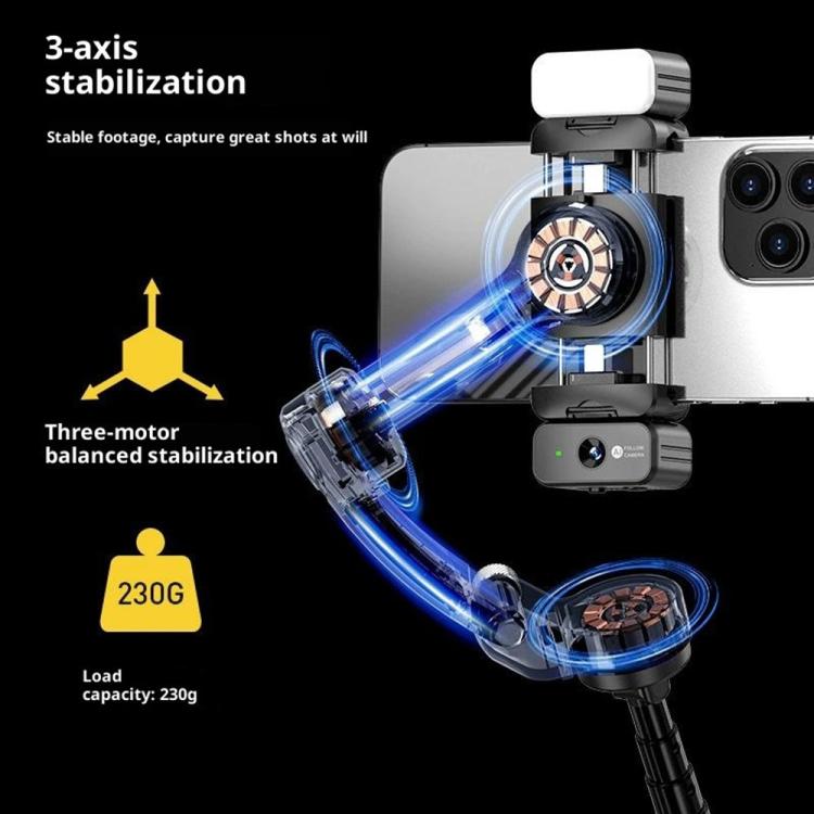 M06 Portable Folding Handheld Gimbal Stabilizer AI Face Tracking Selfie Stick with Magnetic Fill Light