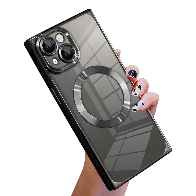 Right Angle Square Electroplated CD Pattern TPU MagSafe Phone Case