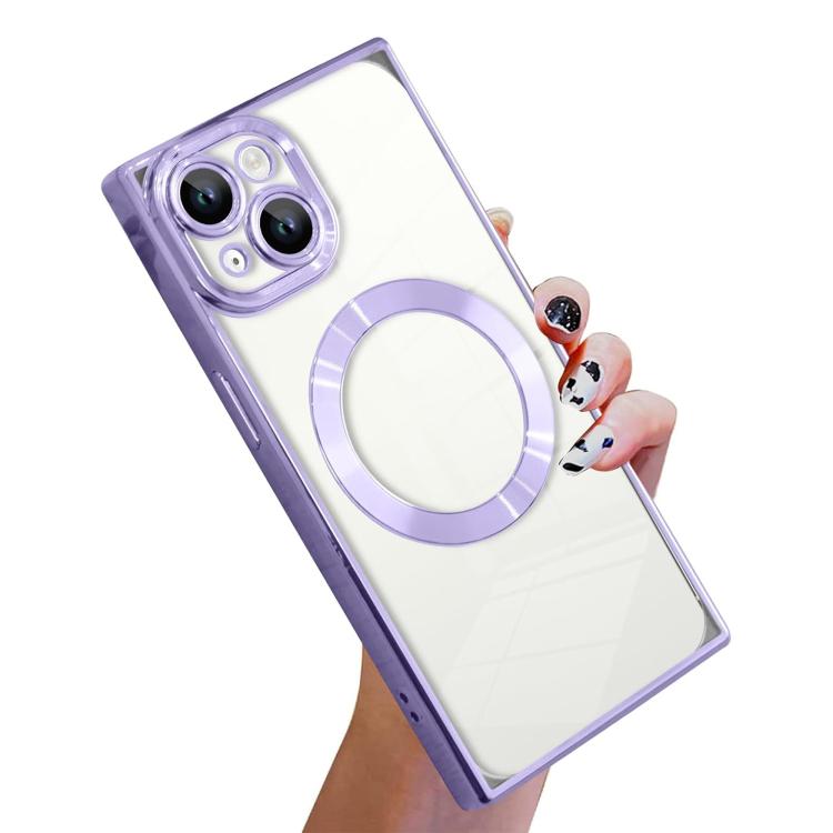 Right Angle Square Electroplated CD Pattern TPU MagSafe Phone Case