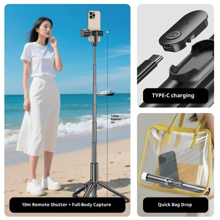 P24-D Live Streaming Anti Shake Extendable Selfie Stick Portable Phone Tripod Stand with Fill Light