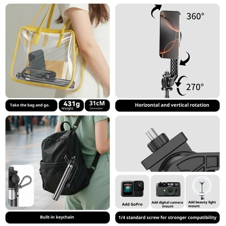 P62 For Smartphone Live Streaming Electric Suction Cup Extendable Monopod Bluetooth Tripod