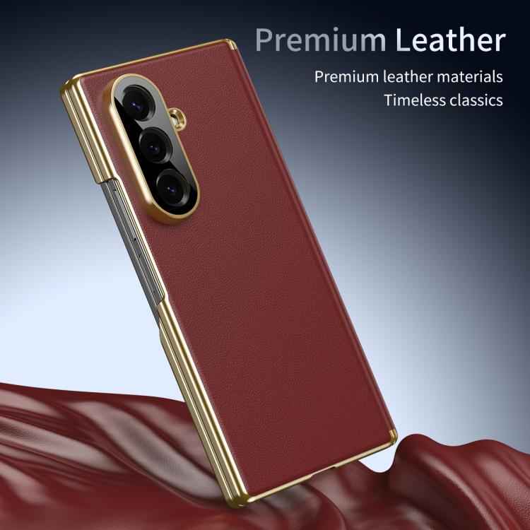 Frosted Leather Hinge Shockproof Phone Case, For Samsung Galaxy Z Fold7 5G, For Samsung Galaxy Z Fold6 5G, For Samsung Galaxy Z Fold5 5G, For Samsung Galaxy Z Fold4