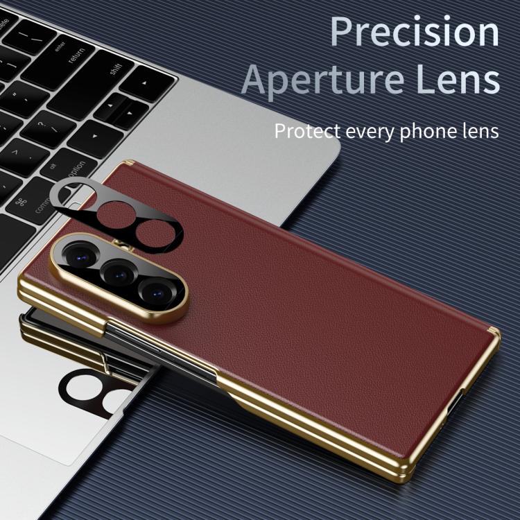Frosted Leather Hinge Shockproof Phone Case, For Samsung Galaxy Z Fold7 5G, For Samsung Galaxy Z Fold6 5G, For Samsung Galaxy Z Fold5 5G, For Samsung Galaxy Z Fold4