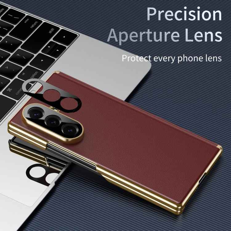 Frosted Leather Hinge Shockproof Phone Case, For Samsung Galaxy Z Fold7 5G, For Samsung Galaxy Z Fold6 5G, For Samsung Galaxy Z Fold5 5G, For Samsung Galaxy Z Fold4